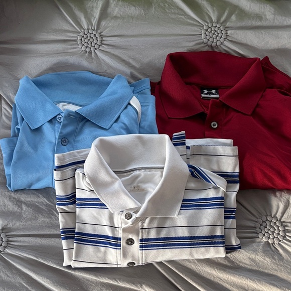 Under Armour Other - Under Armour Men's Polo Shirt Set - Blue, Red, and White Striped bundle XL